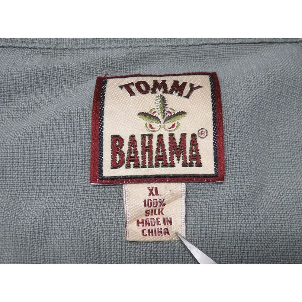 Mens Tommy Bahama Hawaiian Button Front Shirt Size XL Green Pineapple Palm Tree - Picture 5 of 7
